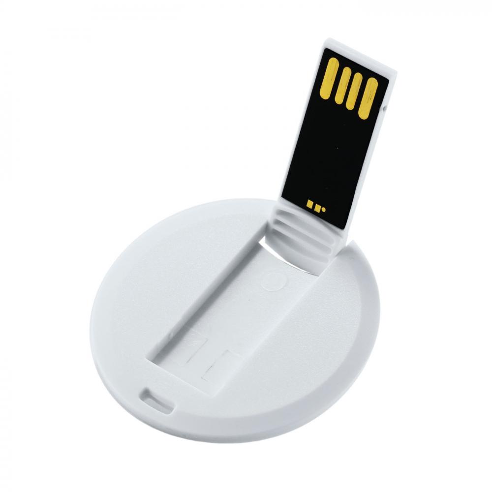 Флешка кругла кредитна картка USB 2.0 біла 43 мм з логотипом 4 Gb