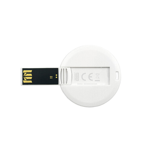 Флешка круглая кредитная карта USB 2.0 белая 43 мм с логотипом 16 Gb