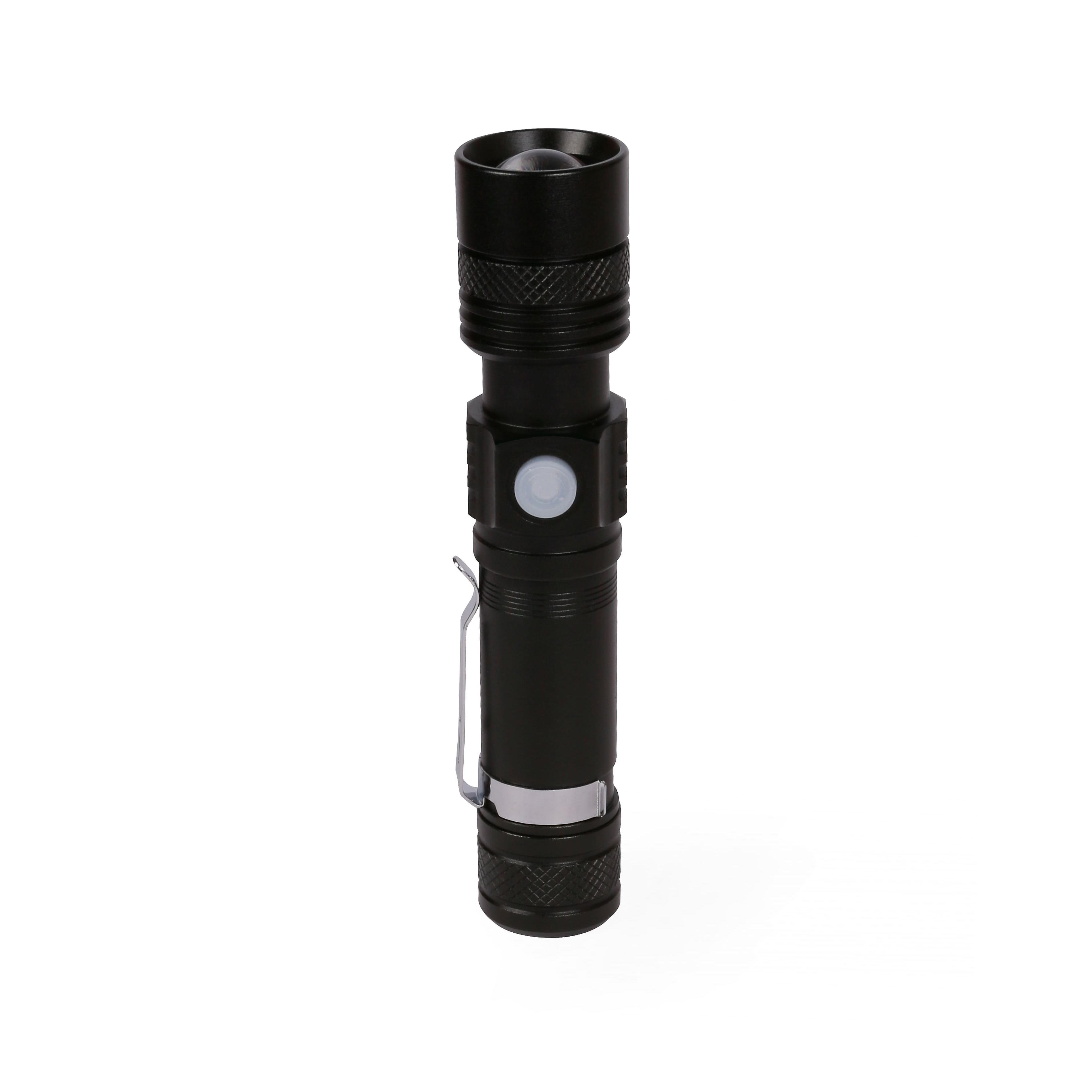 Черный фонарик Focus, TM Discover с зарядкой от USB с логотипом Черный фонарик Focus, TM Discover с зарядкой от USB с логотипом Фото 2