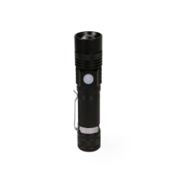 Черный фонарик Focus, TM Discover с зарядкой от USB с логотипом